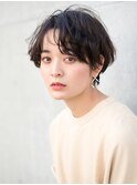 大人かわいい マニッシュショート ネイビーカラー フレンチボブ