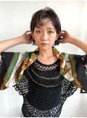 ブルーブラック/艶髪/暗染め/ショート/髪質改善トリートメント