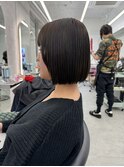 首かきれいに見えるミニボブ/切りっぱなしボブ/縮毛矯正