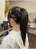 （山本）金箔＆水引ストレートヘアセット