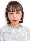 顔周りレイヤーカットグレージュカラーくびれボブベージュカラー