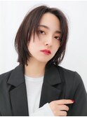 小顔/前髪/ワンカール/黒髪/ネビージュ/ボブルフ