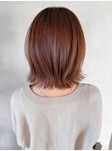 艶感美髪ミニウルフこなれヘアサイドバングチェリーブラウン