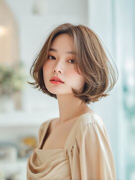 クレビア 名古屋(CreBiA) ショートボブ/レイヤーカット/くびれ/ミルクティーベージュ