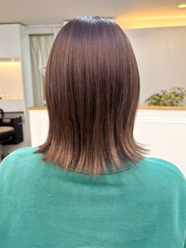 大人ミディアムレイヤー/オリーブカラー/髪質改善/30代40代