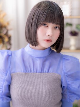 黒髪姫カット切りっぱなしミニボブレイヤーa志木20代30代40代