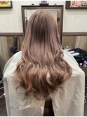 王道モテ系ピンクベージュをカラーとエクステで