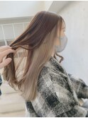 ◎インナーカラーホワイトベージュブリーチ1回イヤリングカラー