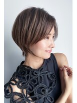 大人可愛い20代30代40代黒髪前下がりショートボブ丸みショート