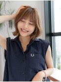 ミディアムレイヤー/大人可愛い/髪質改善/シースルーバング