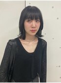 黒髪 ボブルフ ネビージュ 小顔 ワンレン