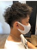スパイキーショート/束間ツーブロックマッシュ/スパイラルパーマ