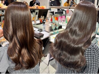 フォルテ 島田店の写真/自社開発髪質改善パールプラチナトリートメントで乾かすだけでツヤツヤに♪[縮毛矯正 韓国風 島田駅]