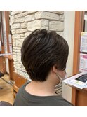 大人可愛い小顔ワンサイドショートボブカットダークブラウン
