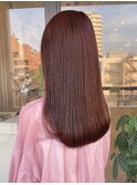 髪質改善　ピンクブラウン　ストレート　美髪　暖色系カラー