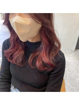 グラ デザイン アンド ヘアー 天王寺店(GRAS DESIGN & HAIR by HEADLIGHT) イヤリングカラー×チェリーレッド×顔周り韓国風