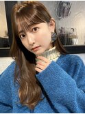 グレーベージュニュアンスカラーことりベージュ斜めバング/銀座