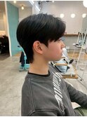 メンズヘア◎ウルフカット黒髪フェザーショートセンターパート◎