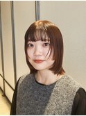 オレンジベージュ ボブ