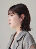 ラベンダーピンク切りっぱなしボブ外ハネボブレイヤーボブ/谷