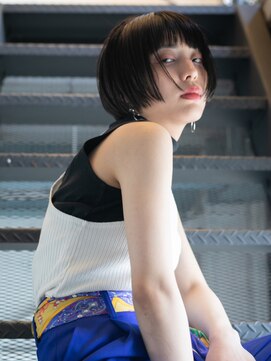 マウロア(MAULOA) 【MAULOA】黒髪スタイル 前下がりボブ クールショート 黒髪