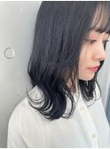 ミディアム○透け感暗色グレー