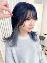 ボックスミコ(Box mico.)&nbsp;ネイビーブルー×シルバーカラー≪インナーカラー≫