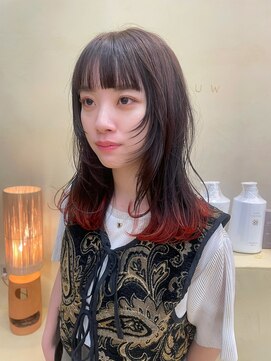 スニュウ(snuw) 裾カラー/オレンジ/レイヤーカット