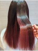大人キレイミディアムヘア×インナーカラーピンクレッド
