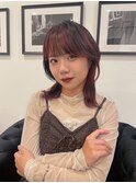ミディアムウルフレイヤー外ハネかっこ可愛いデザインカラー