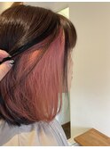 インナーカラーピンク×ボブ[20代/30代/40代/50代/60代]