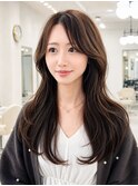 倉敷レイヤーカット20代30代顔周りレイヤーオリーブベージュ