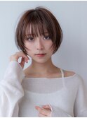 20代30代大人かわいい/グレージュカラー/ショートボブ/小顔/前髪