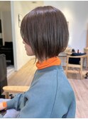 say.黒髪ボブルフネビージュ小顔ワンレン外ハネショートオリーブ