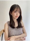 大人かわいい顔まわりレイヤーカットイルミナカラー艶髪ベージュ