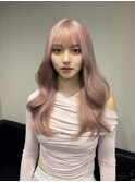 ニュアンスカラーホワイトピンク韓国へアミルクティーピンク
