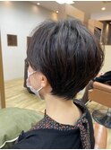 30代40代50代黒髪前髪パーマネイビーグレー