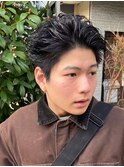 アップバングツーブロックバーバーフェードツイストメッシュ