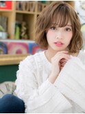 細巻きハイライト韓国風大人可愛いフェザーパーマh420代30代40代