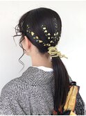 卒業式　成人式　振袖　袴　着付け　ヘアセット　金箔ヘア☆
