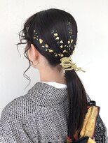 卒業式　成人式　振袖　袴　着付け　ヘアセット　金箔ヘア☆