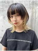 アンブレラカラー　インナーカラー　ウルフカット　レイヤー
