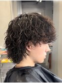 渋谷メンズパーマ波巻きスパイラルパーママッシュウルフカット