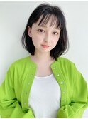丸みショート前髪ありボブ*結べるボブ*地毛風カラー*白髪染め