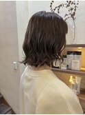 ボブパーマ/ミルクベージュ/切りっぱなしボブ
