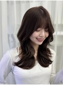 レイヤーカット  透明感カラー  韓国風巻き