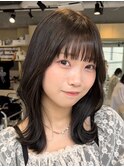 (韓国風/くびれヘア/ミディアムヘア/前髪/サイドバング/小顔)