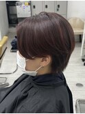 ツーブロックハンサムショートレッドブラウンカラー