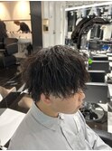 メンズパーマツイスパ波巻きスパイラルマッシュセンターパート