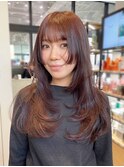 美髪レイヤーロンググレージュカラーくびレイヤー_ba496681